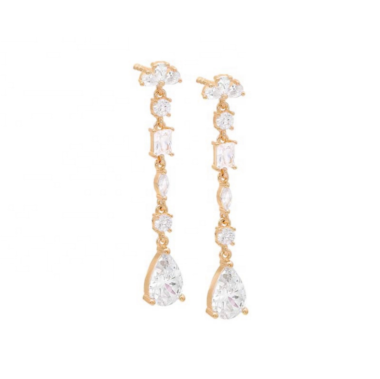 Religious Inspiration S925 Sterling Silver Gemstone Drop Earrings in 18K Gold Plating
