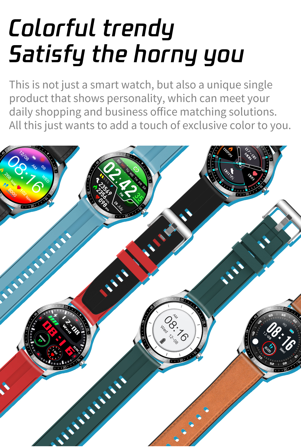 Waterproof Magnetic Charging Watch 5V 200mAh Touch Screen Kids Woman Man