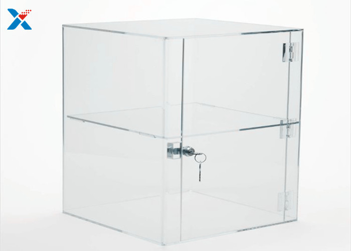 Rectangular Clear Acrylic Display Rack Locking Acrylic Display Case Adjustable Shelves