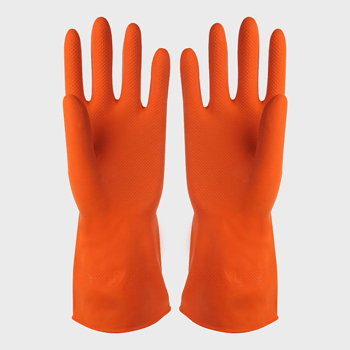 Flexible Cotton Flocklined 35g Kitchen Rubber Gloves