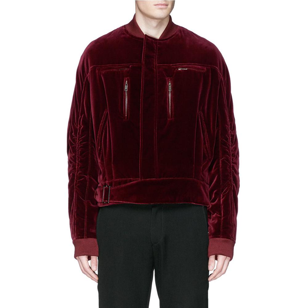 Mens Ruche Sleeve Winter Cotton Velvet Jacket