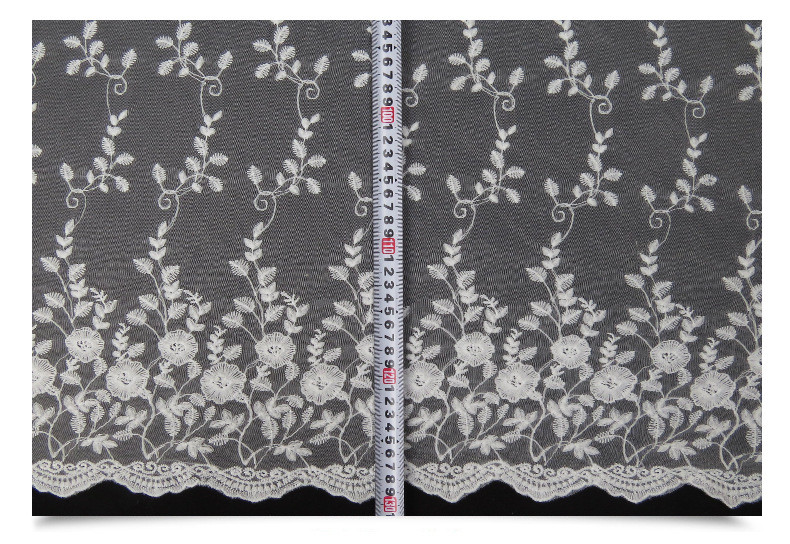 Ivory Mesh Based Embroidery Lace Fabric for Wedding Bridal Dress