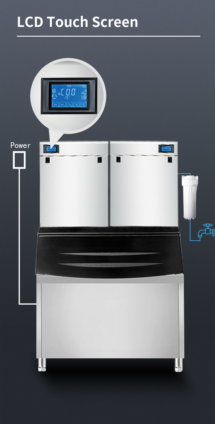 Stainless Steel 1000KG Cube Ice Machine 1000kg/24H Big Capacity Ice Maker