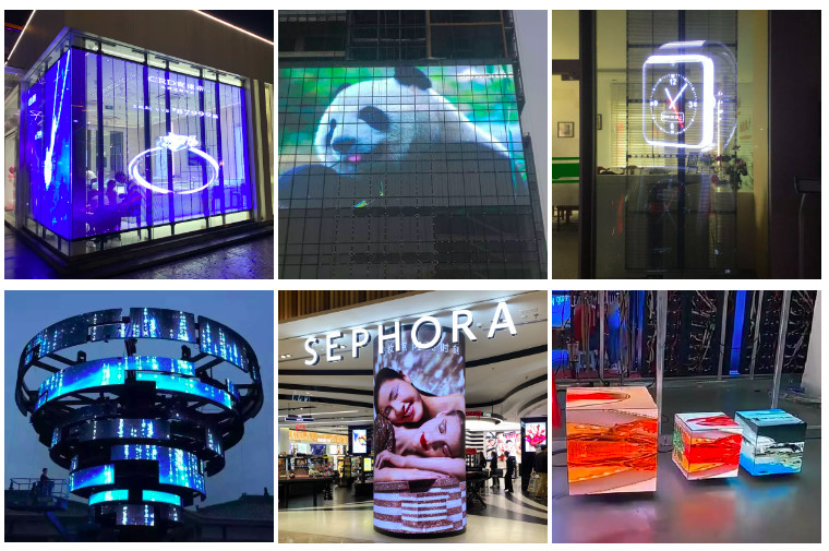 P7.8 P10 P15 Transparent Strip Led Mesh Screen Display Panel Outdoor