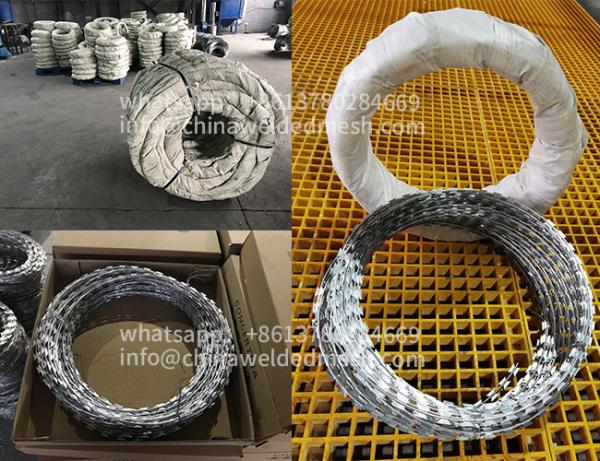 2.5mm Concertina Barbed Tape , Security Rbt Reinforced Barbed Wire