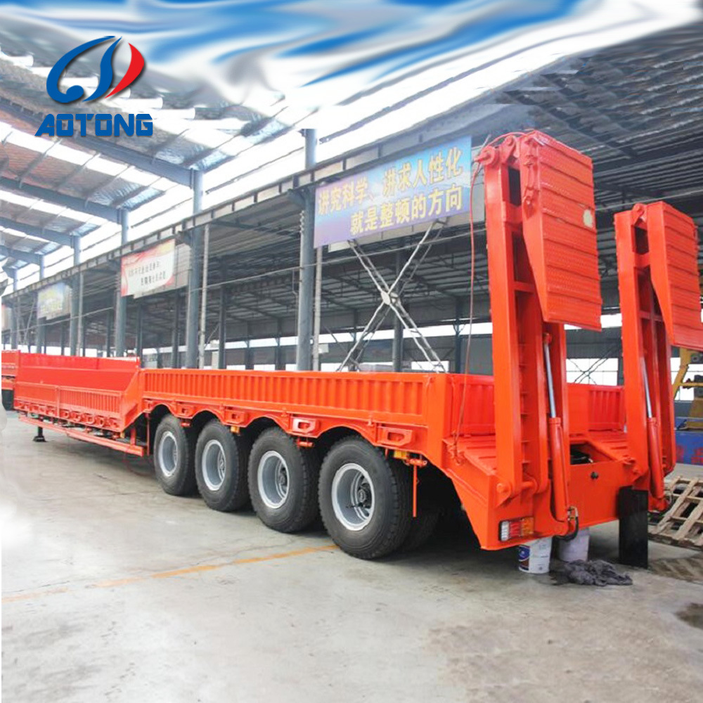 2 Axle 28 Tons Lowbed Lowboy Truck Trailer Semi Trailer for Heavy Equipment Transport