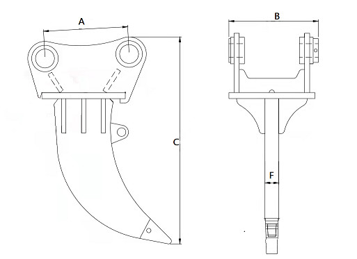 410kg Excavator Stump Ripper Attachment 800mm Length Excavator Attachment