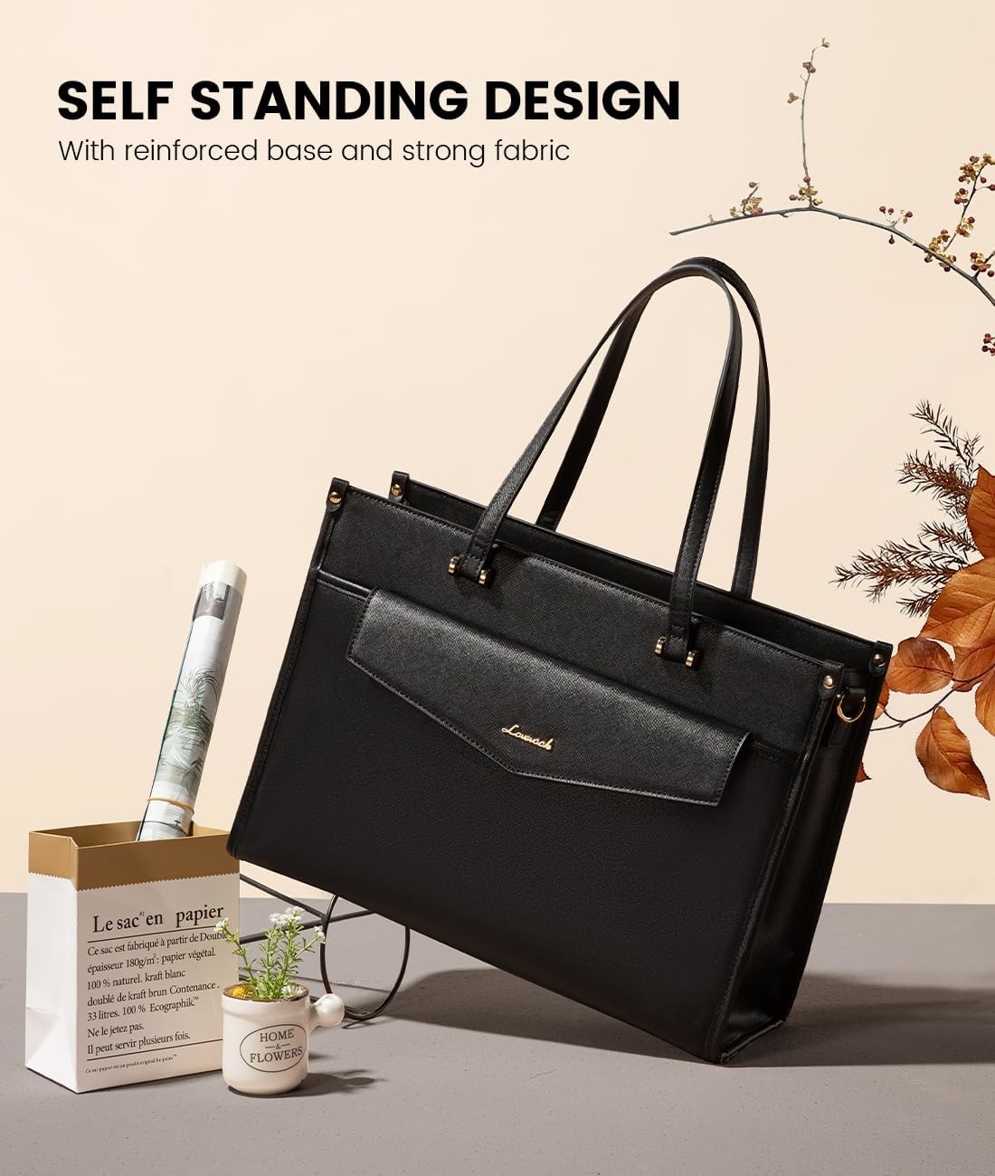 LOVEVOOK Laptop Bag for Women, 15.6 inch Laptop Tote Bag 2-in-1 Professional Work Bag Business Briefcase with Clutch