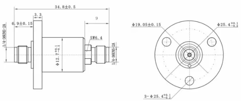 Single Channel Waveguide Microwave Rotary Joint Coaxial Low Loss