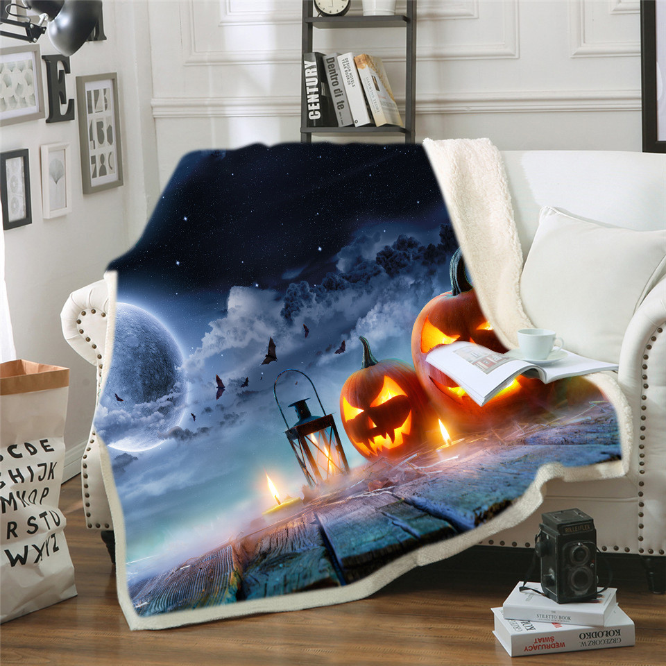 50cm*60cm soft Halloween Printed Flannel Blanket Multi Usage