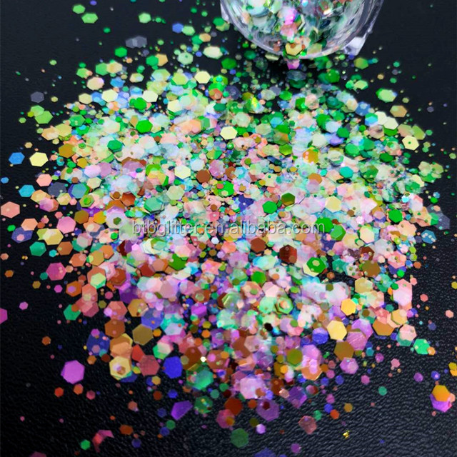 1 color Die cutting printing Chunky Glitter Shape Glitter Colorful Bright Chunky Mix