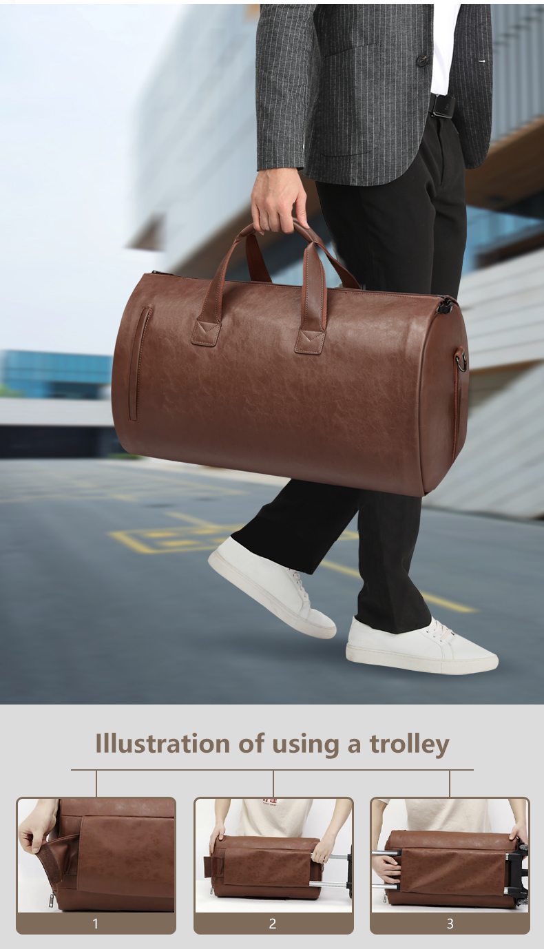 Retro Wheeled Garment Trolley Duffle Bag Large Rolling Duffle Bag 30cm High