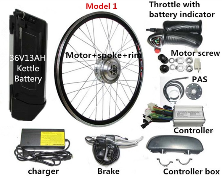 36V 13AH Lithium Battery Electric Bicycle Parts With LED / LCD Display Brushless Motor