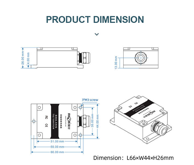 SCA116 Mems Dual Axis Digital Inclinometer CAN2.0A High Precision For Construction