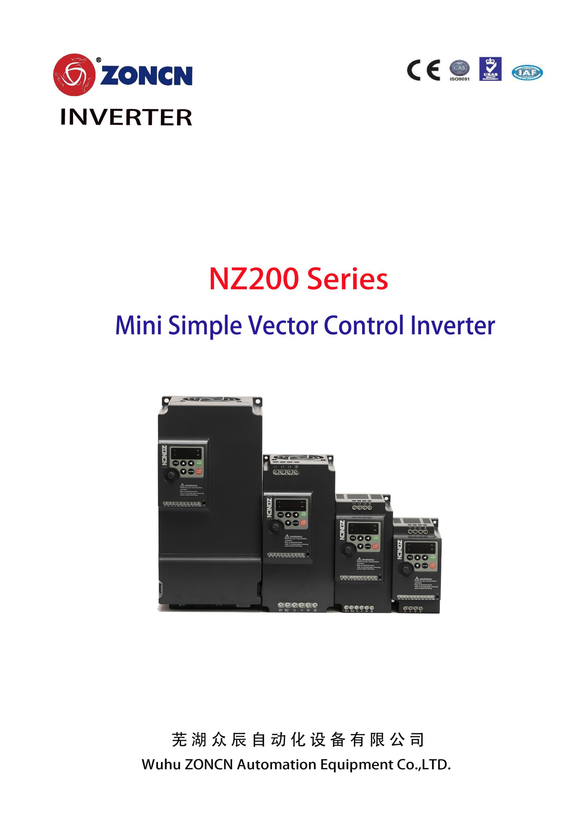 380V 0.75KW 3 Phase Variable Frequency Drive VFD NZ200 Series Vetor Control Inverter