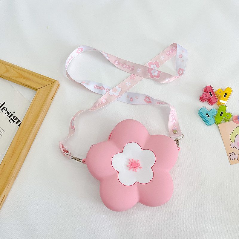 Parent-Child Messenger Bag Silicone Flower Kids Crossbody Bag Makeup Bag Storage Contianer School Office Supplies Gifts
