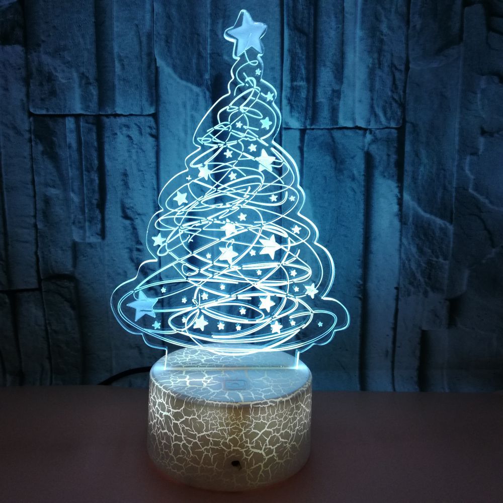 2019 Christmas tree Gift 3D night Lights Colorful LED Lights Creative Crack Small Table Lamp