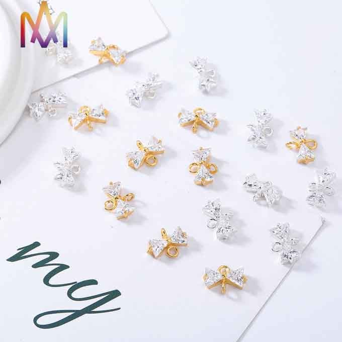 OEM ODM Available Gold And Silver Zircon Bow Pendant