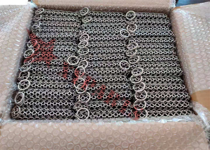 Removable Silicon Chainmail Scrubbing Pad Bind Up With Ring Mesh For Cast Iron Cleaning