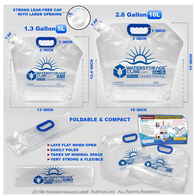 Premium 55 Microns Plastic Liquid Spout Bag Collapsible For Camping