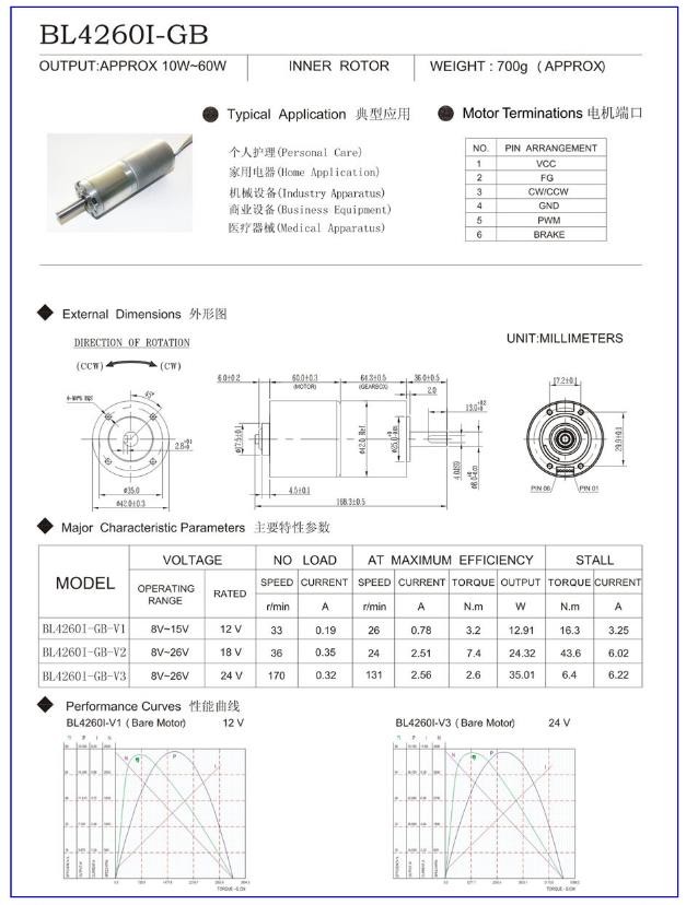 Car Trunk Lift Brushless DC Motor High Torque Low Speed Motor 12V Brushless Low Noise