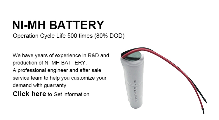 Customized Nickel Rechargeable Battery 3.6v 2500mah Battery