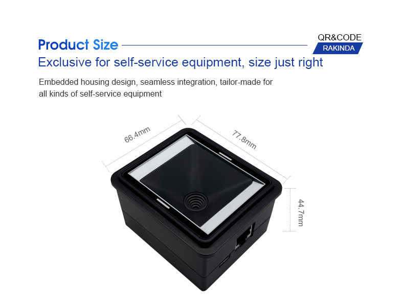 Compact Fixed Mount 2D Barcode Scanner for Self-Service Kiosks for Mainstream 1D/2D Codes Including PDF417 Data Matrix QR and AZTEC