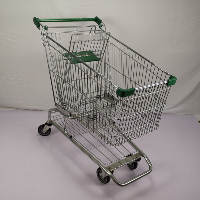 180L Q195 Steel Metal Supermarket Shopping Trolley American Type
