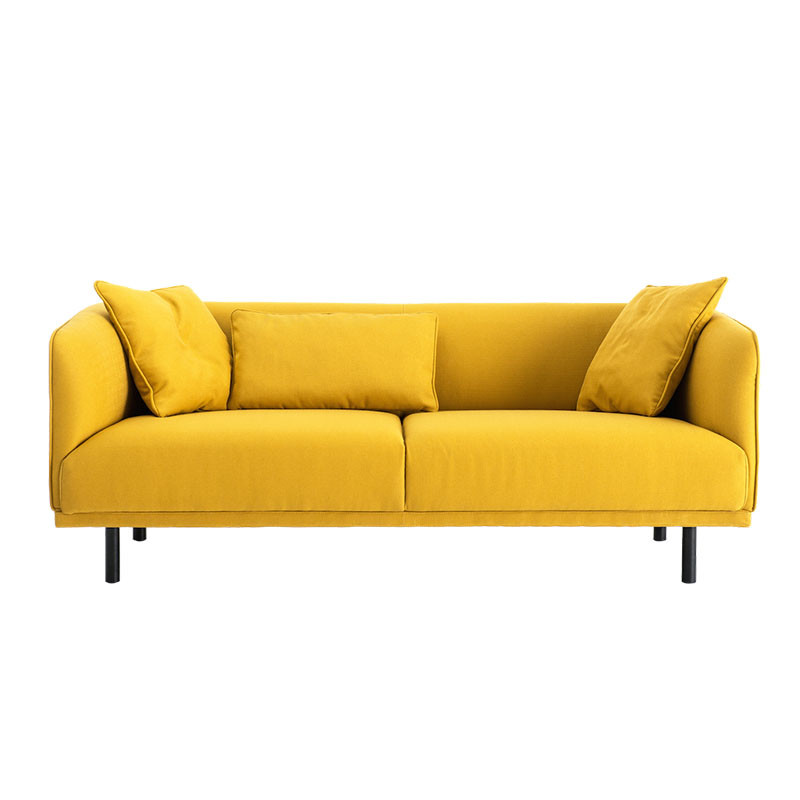 Modern 3 Seater Living Room Sofa Yellow PU Leather Office Sofa Set