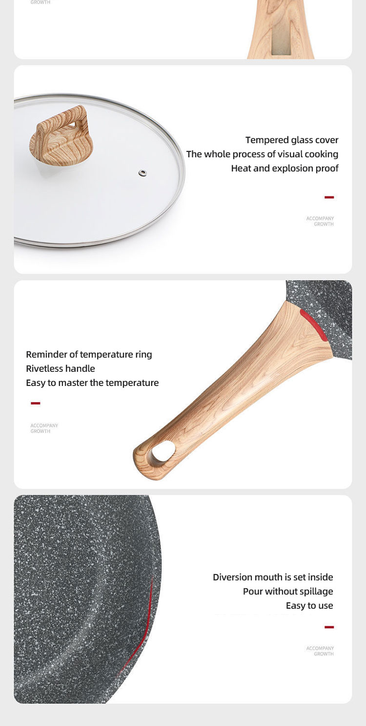 Good Quality Nonstick Frying Pan Skillet Swiss Granite Coating Omelette Pan Healthy Stone Cookware Chef's Pan