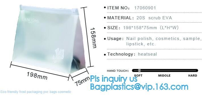Eco-friendly Red Clear Slider Zipper PVC Cosmetic Make Up Bikini Bag, pvc zipper lock slider bag