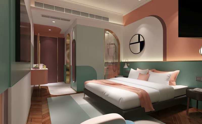 High-End Interior Concept Double Bed Wooden Furniture Custom Hotel Furniture