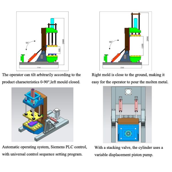 Touch Screen Control Tilting Gravity Die Casting Machine High Production Efficiency