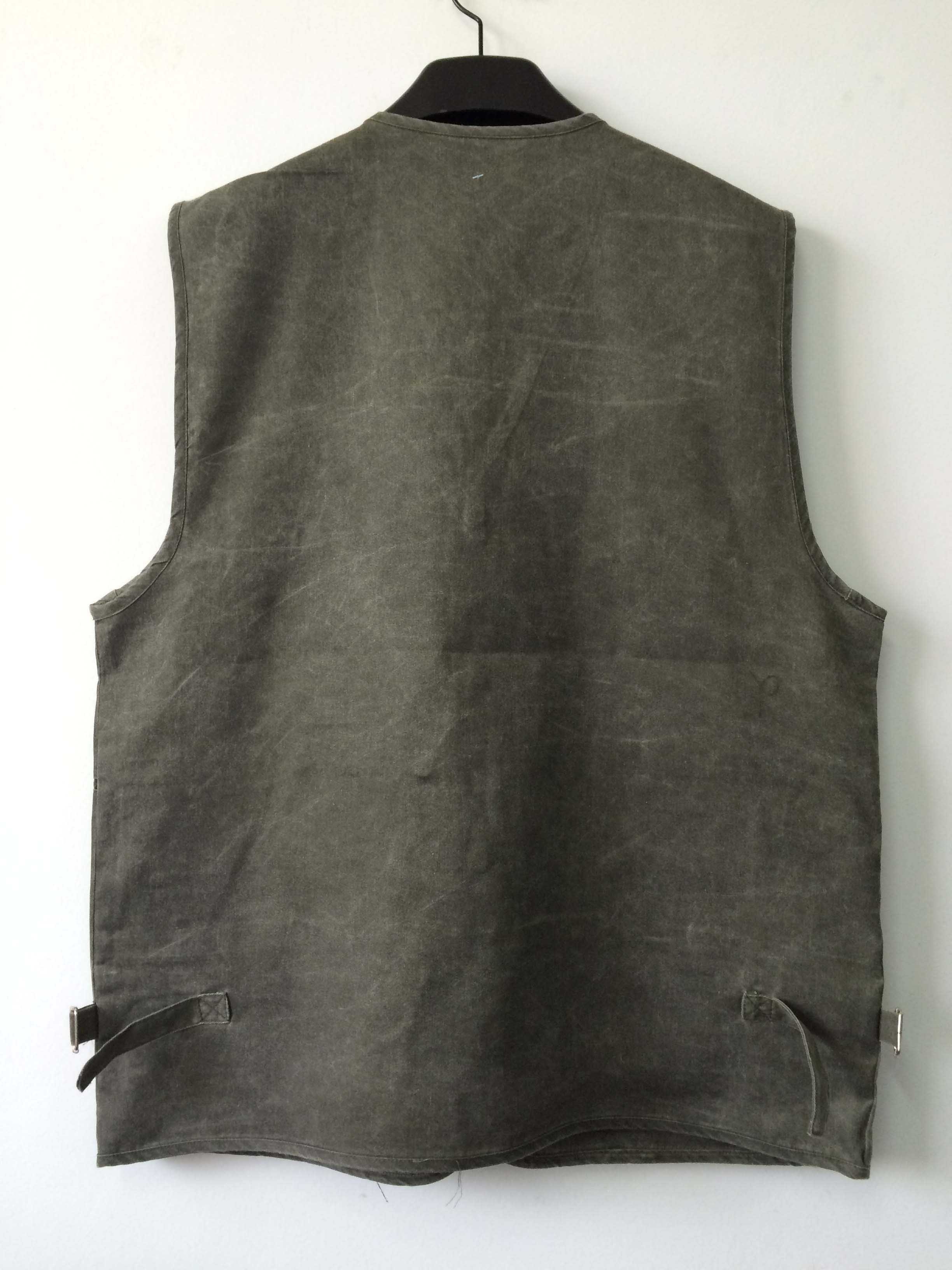 vest, waistcoat, mens vest, 100% polyester, washed fabric, fishing vest, olive, S-3XL
