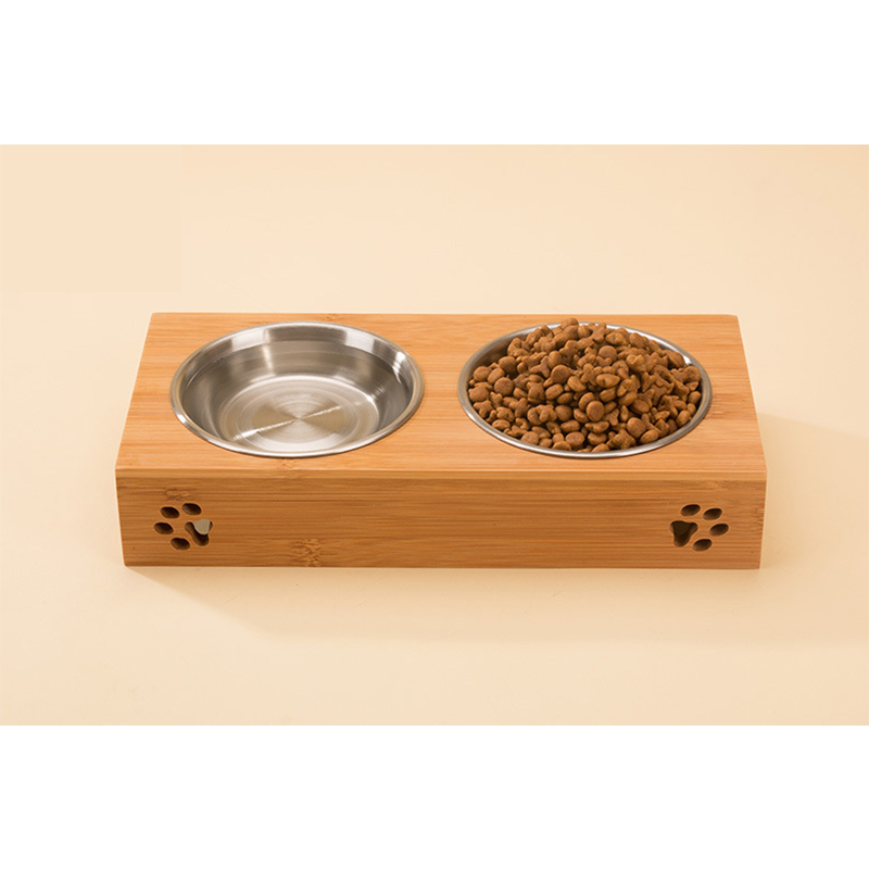 Custom Logo Bamboo Pet Feeders Simple Design Sustainable and Stable for Modern Style