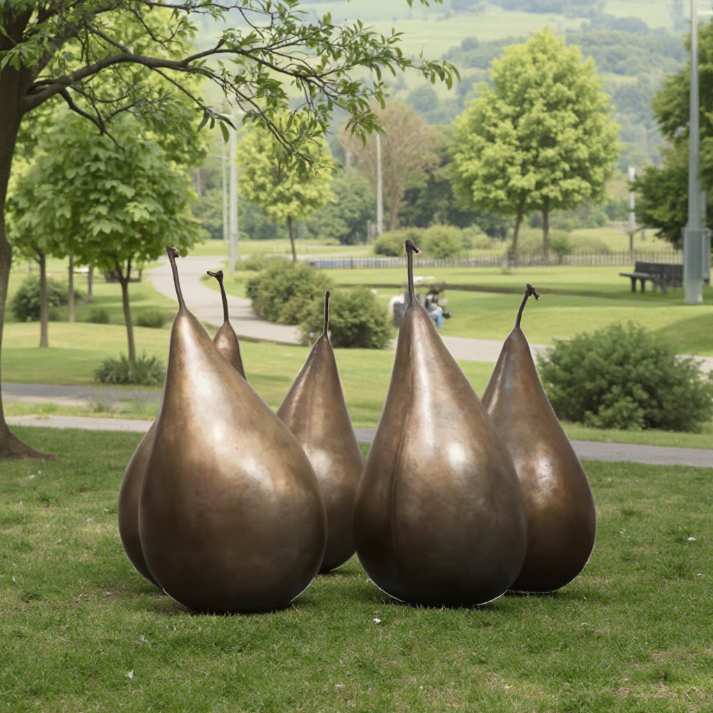 Large Brass Bronze Casting Pear Sculpture Statue
