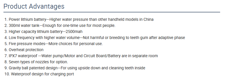 Multimode Electric Cordless Oral Irrigator Manual Tooth Cleaner ABS Material