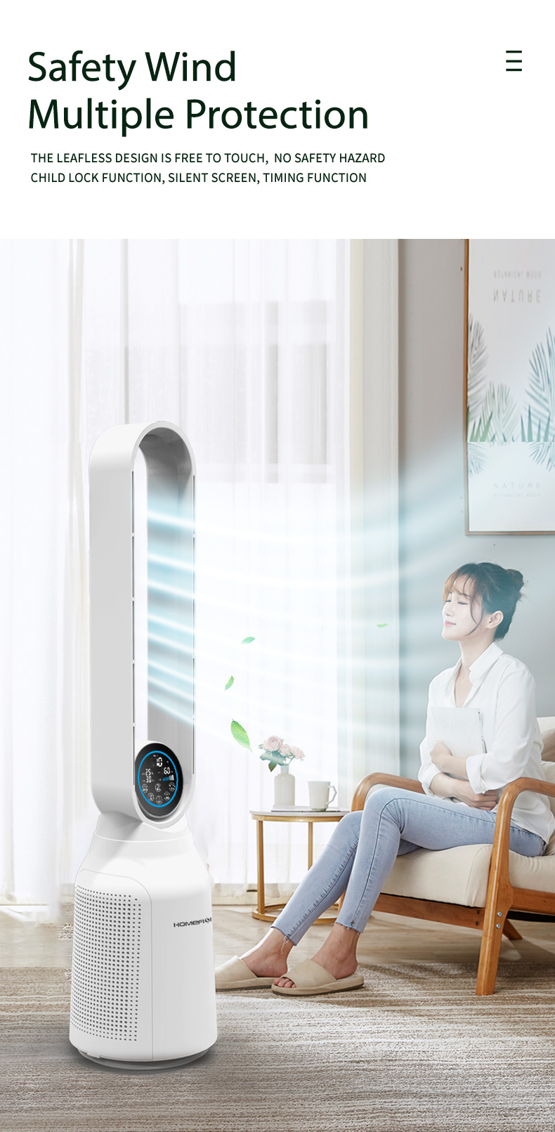 Homefish Luftreiniger Household Air Purifier With Bladeless Purification Fan OEM