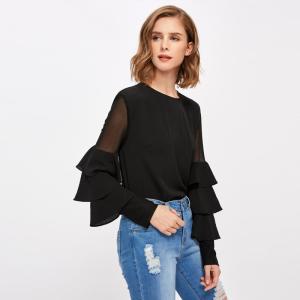 Buy cheap Guangzhou Clothing Factory Office Bell Sleeve Lady Blouse product