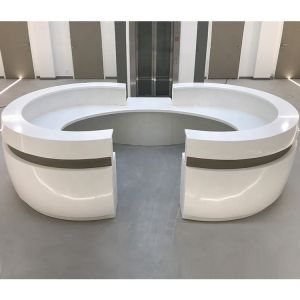 Buy cheap White Repairable NFS Curved Solid Surface Reception Desk Stick Seamless product