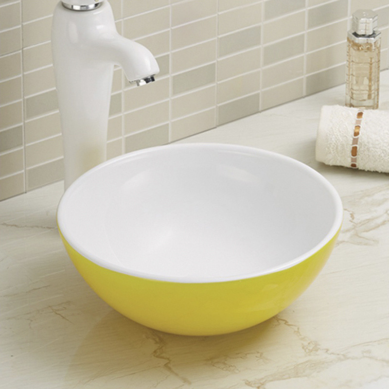 Non-Porous Counter Top Bathroom Sink Table High-Gloss Surface Wash Basin Round