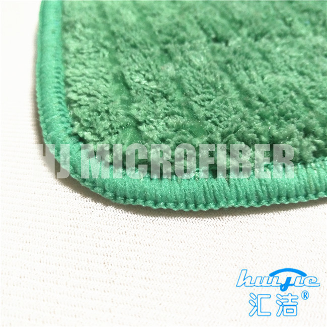 Green Color Microfiber Coral Fleece Fabric With Green Nylon Hard Wire Flat Refill Mops For Home Cleaning