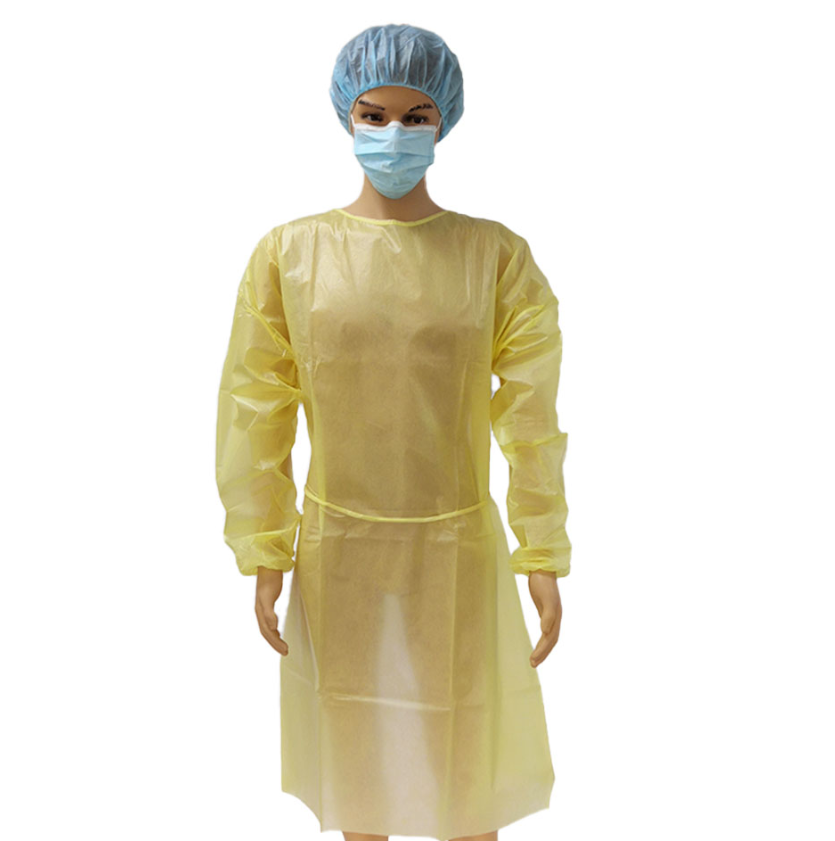 Chemotherapy gowns disposable yellow color waterproof medical surgical en14126 isolation gown