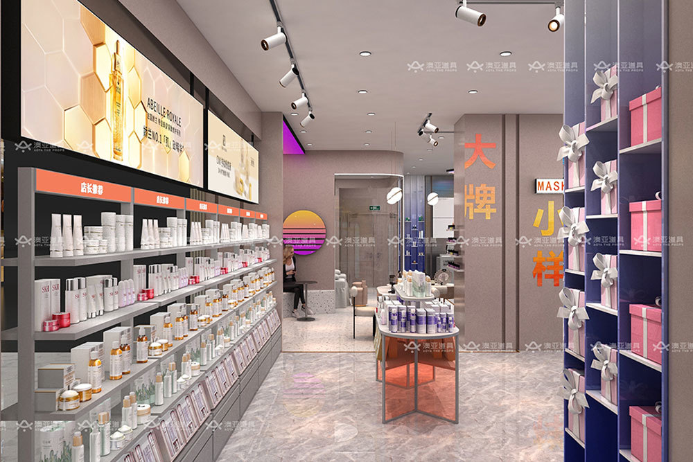 Customized Beauty Shop Cabinet Design Case 185sqm Cosmetic Store Display Furniture for Skincare Store Design