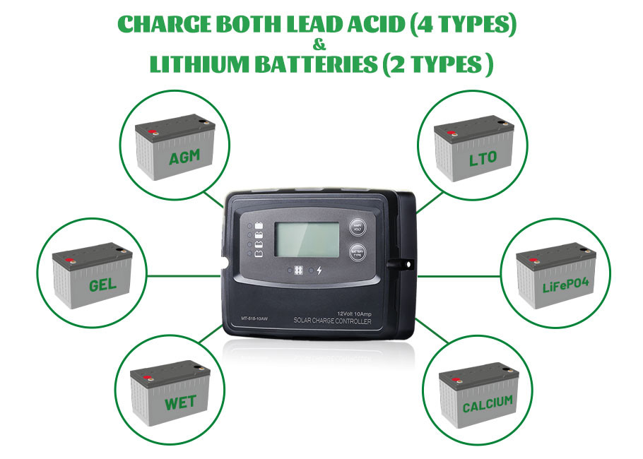 Digital Smart 12 Volt 10A PWM Solar Charge Controller IP67 Waterproof