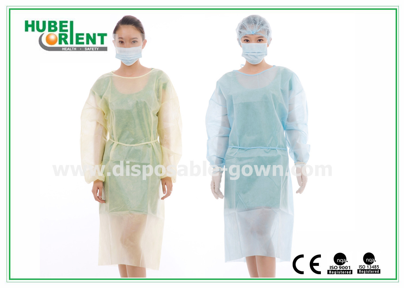 18g/M2 Polypropylene Disposable Isolation Gowns With Elastic Wrist