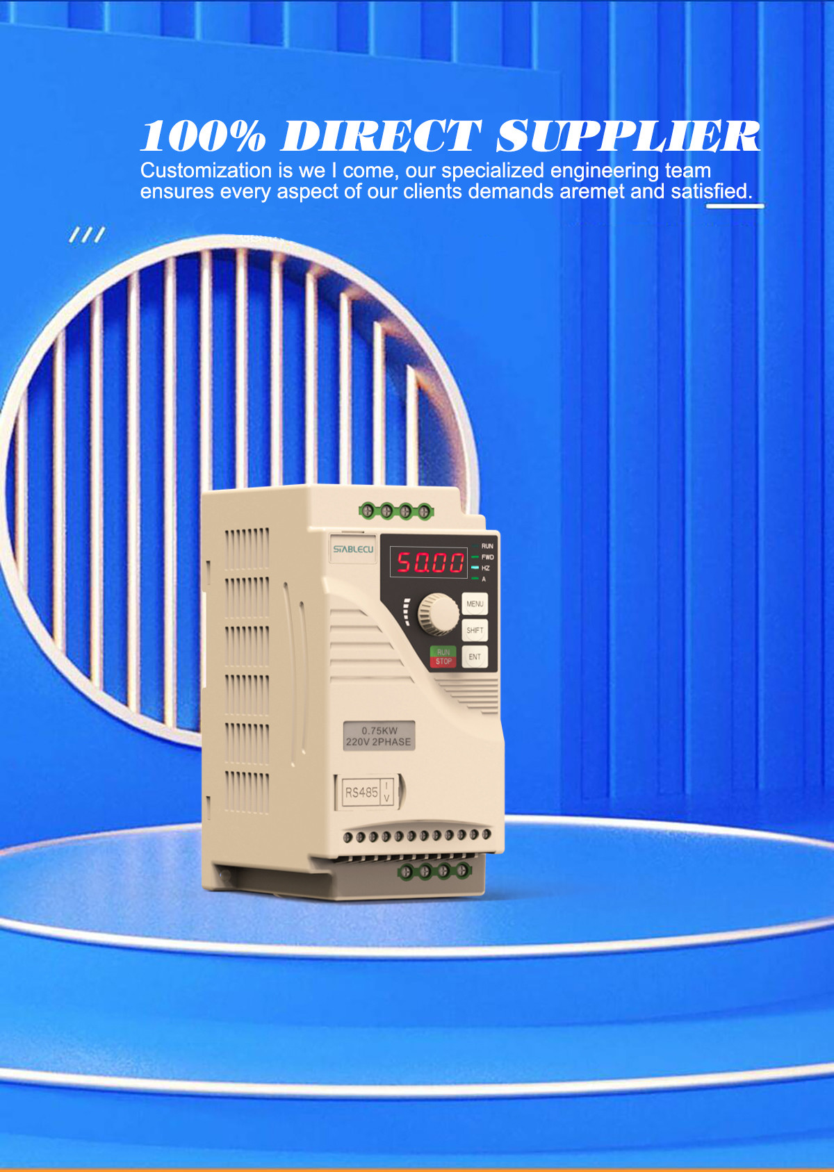 ROHS Micro Drive VFD 0.75KW 1HP One Phase Input Frequency Converter