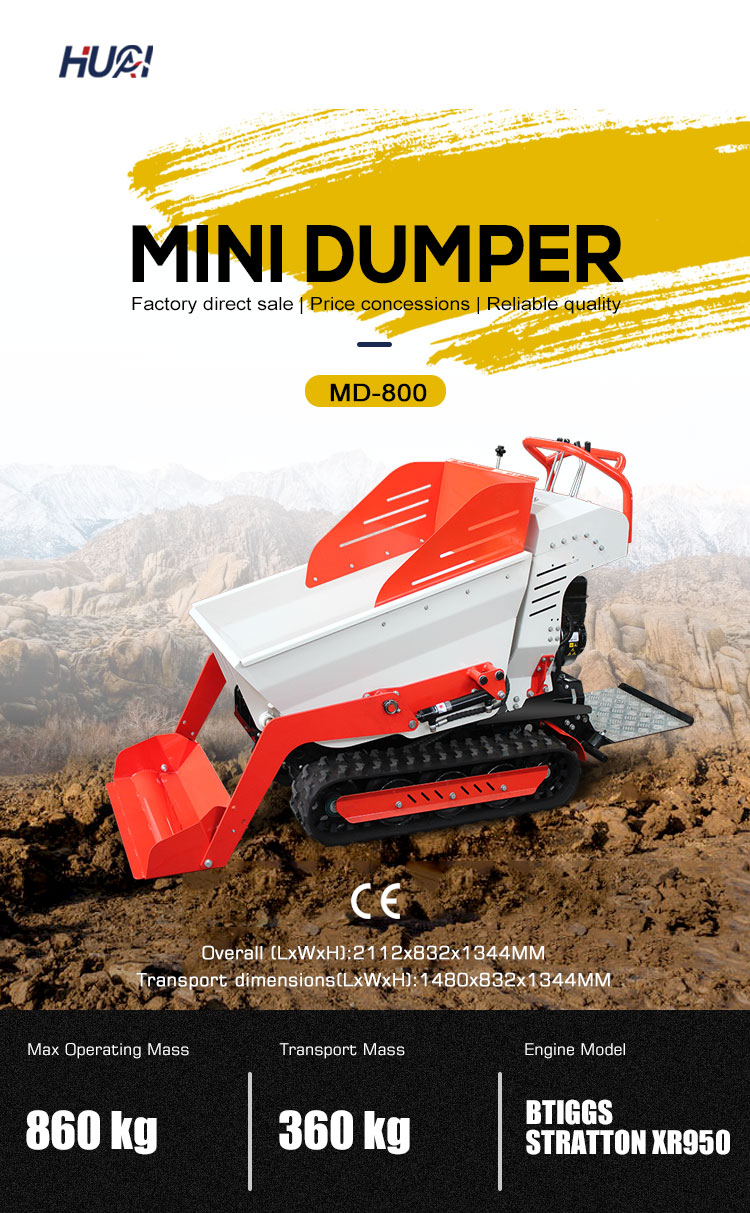 Advertising C 800KG 1 T Self-Loading Shovel Mini Crawler Dumper for Construction Site