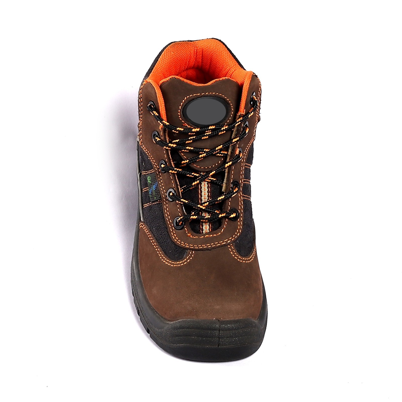 Black Safety Boots with Metal Eyelets and Injection Construction Genuine Leather Work Boots