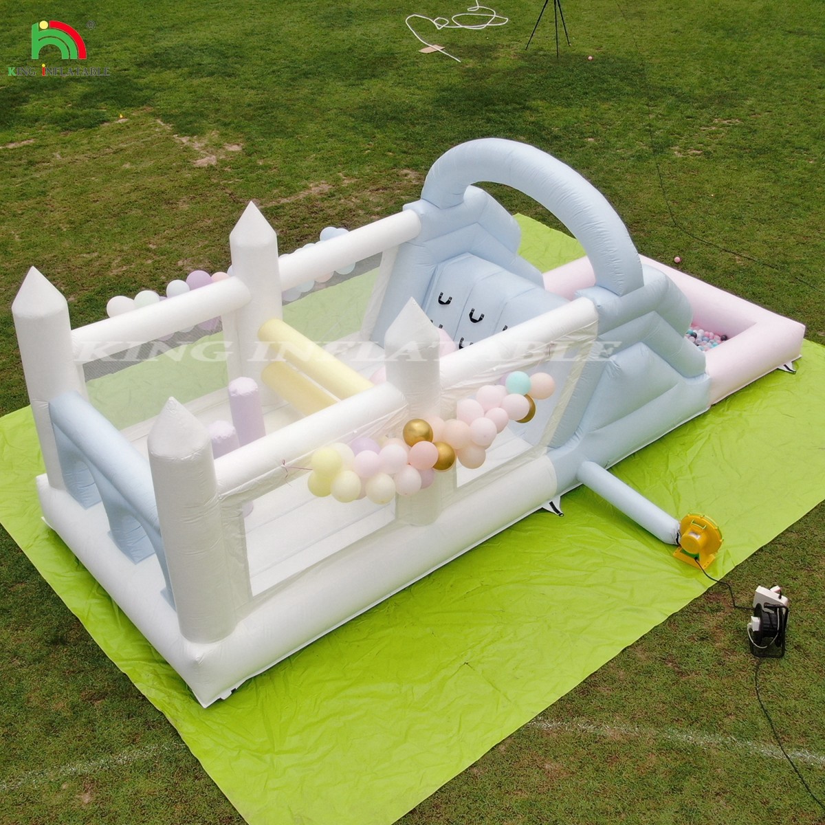 Inflatable Bouncer Combo Obstacle Course Bounce Castle House With Slides Ball Pit Climbing Blower